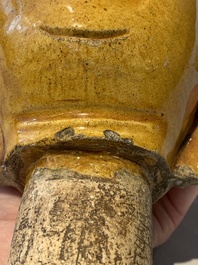 A large Chinese sancai-glazed Buddha, possibly from the Chengde Palace, Qianlong