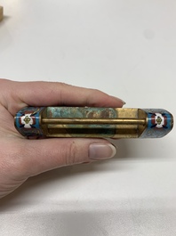 Seven various Chinese metal and cloisonn&eacute; locks, Qing