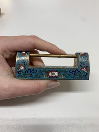 Seven various Chinese metal and cloisonn&eacute; locks, Qing
