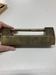 Seven various Chinese metal and cloisonn&eacute; locks, Qing