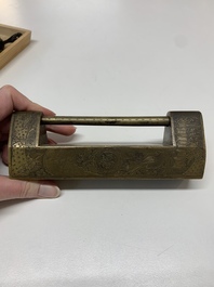Seven various Chinese metal and cloisonn&eacute; locks, Qing