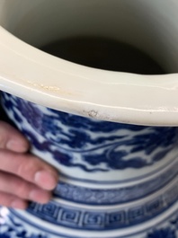 A large Chinese blue and white 'lotus and peony scroll' 'hu' vase, 19th C.