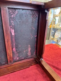A Chinese famille rose turquoise-ground 'flower scrolls and bats' plaque, later mounted as table, Qianlong