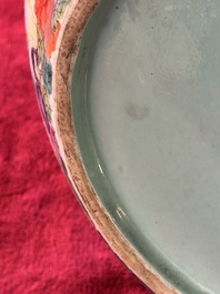 A large Chinese famille rose 'millefleurs' 'tianqiuping' vase, Qianlong mark, 20th C.