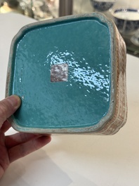 A Chinese famille rose square bowl with floral design, Daoguang mark and of the period