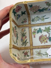 A Chinese famille rose square bowl with floral design, Daoguang mark and of the period