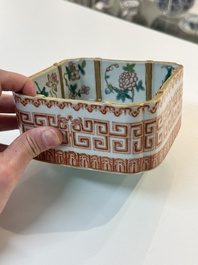 A Chinese famille rose square bowl with floral design, Daoguang mark and of the period