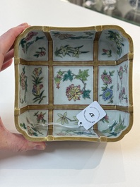 A Chinese famille rose square bowl with floral design, Daoguang mark and of the period