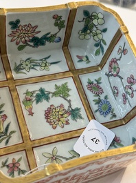 A Chinese famille rose square bowl with floral design, Daoguang mark and of the period