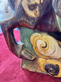 A massive Chinese sancai-glazed roof tile in shape of a horse rider, Ming