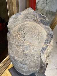 A Chinese stone head of Guanyin, Song/Ming