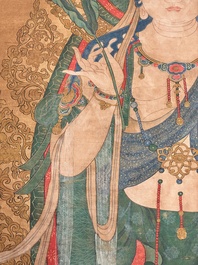Chinese school: 'Buddha', ink and colour on silk, Qing or later