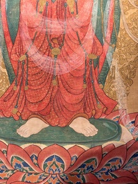 Chinese school: 'Buddha', ink and colour on silk, Qing or later