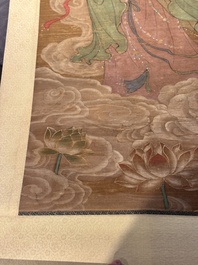 Chinese school: 'Bodhisattva', ink and colour on silk, Qing or later