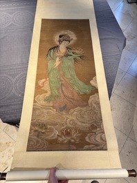 Chinese school: 'Bodhisattva', ink and colour on silk, Qing or later