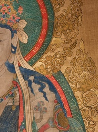 Chinese school: 'Buddha', ink and colour on silk, Qing or later