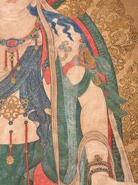 Chinese school: 'Buddha', ink and colour on silk, Qing or later