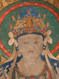 Chinese school: 'Buddha', ink and colour on silk, Qing or later