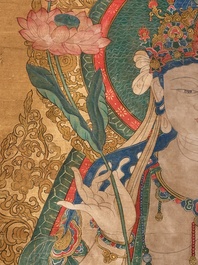 Chinese school: 'Buddha', ink and colour on silk, Qing or later
