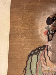 Chinese school: 'Bodhisattva', ink and colour on silk, Qing or later