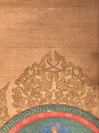 Chinese school: 'Buddha', ink and colour on silk, Qing or later