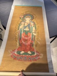 Chinese school: 'Buddha', ink and colour on silk, Qing or later