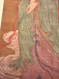 Chinese school: 'Bodhisattva', ink and colour on silk, Qing or later