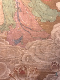 Chinese school: 'Bodhisattva', ink and colour on silk, Qing or later