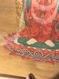 Chinese school: 'Buddha', ink and colour on silk, Qing or later