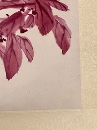 Wang Xuetao 王雪濤 (1903-1982): 'Ritual vessels and flowers', ink and colour on paper