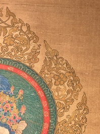 Chinese school: 'Buddha', ink and colour on silk, Qing or later