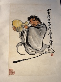 Qi Baishi 齊白石 (1864-1957): 'Drunk man', ink and colour on paper