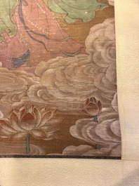 Chinese school: 'Bodhisattva', ink and colour on silk, Qing or later