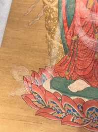 Chinese school: 'Buddha', ink and colour on silk, Qing or later