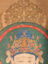 Chinese school: 'Buddha', ink and colour on silk, Qing or later