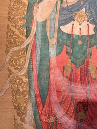 Chinese school: 'Buddha', ink and colour on silk, Qing or later
