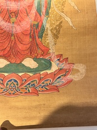 Chinese school: 'Buddha', ink and colour on silk, Qing or later