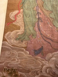 Chinese school: 'Bodhisattva', ink and colour on silk, Qing or later