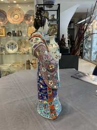 Three Chinese famille rose figures of the star gods and a figure of a lady, 19/20th C.