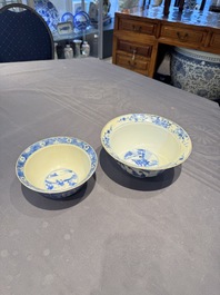 Two Chinese blue and white 'klapmuts' bowls with narrative design, Kangxi