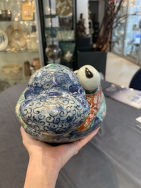 Three Chinese famille rose figures of the star gods and a figure of a lady, 19/20th C.