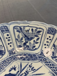 A Chinese blue and white 'kraak' dish with a pheasant and flowers, Wanli
