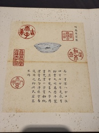 Chinese school: 'Album of Qing dynasty imperial porcelain', Qianlong seal mark, ink and colour on silk, 19/20th C.