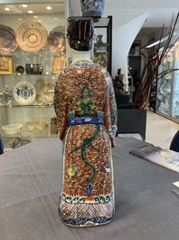 Three Chinese famille rose figures of the star gods and a figure of a lady, 19/20th C.