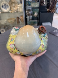 Three Chinese famille rose figures of the star gods and a figure of a lady, 19/20th C.