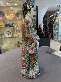 Three Chinese famille rose figures of the star gods and a figure of a lady, 19/20th C.