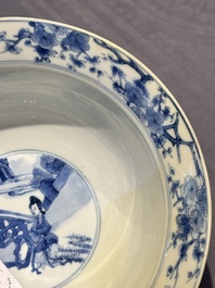 Two Chinese blue and white 'klapmuts' bowls with narrative design, Kangxi
