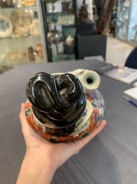 Three Chinese famille rose figures of the star gods and a figure of a lady, 19/20th C.