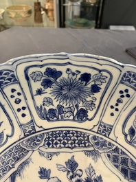 A Chinese blue and white 'kraak' dish with a pheasant and flowers, Wanli