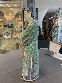 Three Chinese famille rose figures of the star gods and a figure of a lady, 19/20th C.